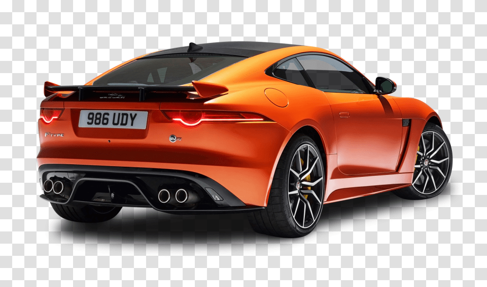 Orange Jaguar F Type SVR Coupe Back View Car Image, Vehicle, Transportation, Automobile, Tire Transparent Png