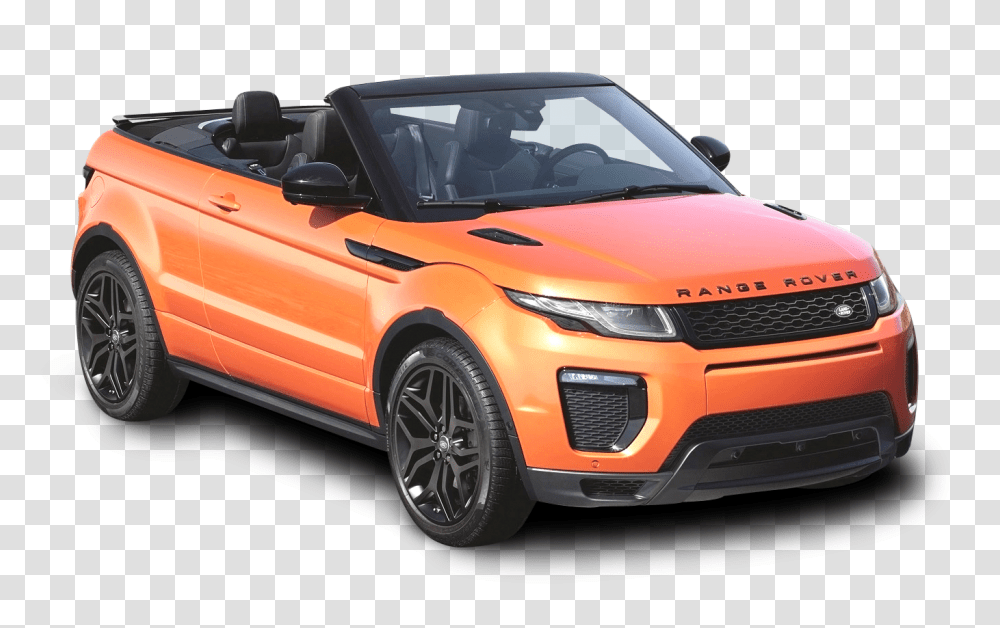 Orange Land Rover Range Rover Evoque Convertible Car Image, Vehicle, Transportation, Automobile, Person Transparent Png