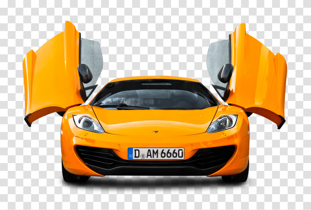Orange McLaren 12C Front View Car Image, Tire, Wheel, Machine, Car Wheel Transparent Png