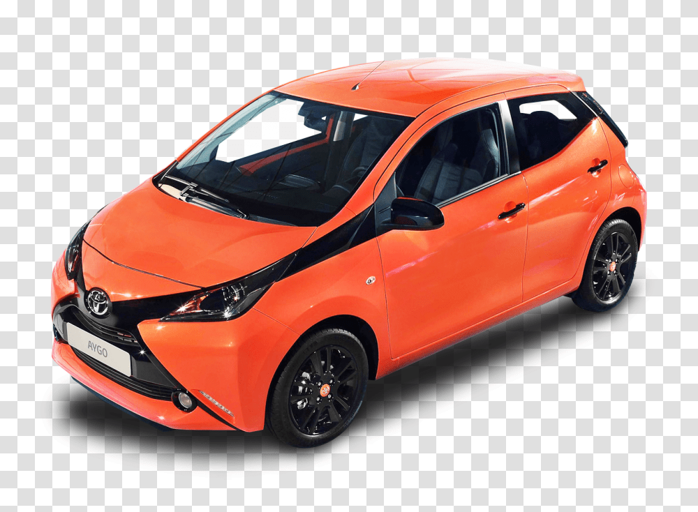 Orange Toyota Aygo Car Image, Vehicle, Transportation, Windshield, Wheel Transparent Png