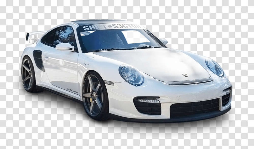 Porsche 997 GT2 White Car Image, Vehicle, Transportation, Sedan, Windshield Transparent Png
