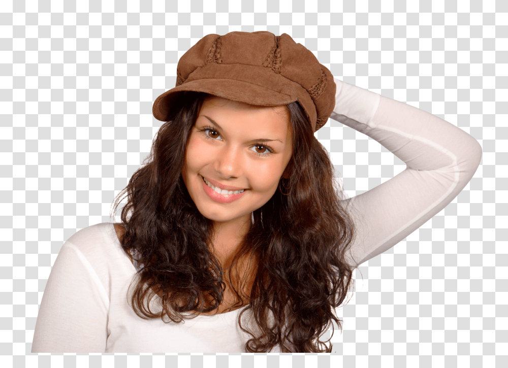 Portrait Of Charming Girl In Brown Vintage Hat Image, Person, Apparel, Sun Hat Transparent Png