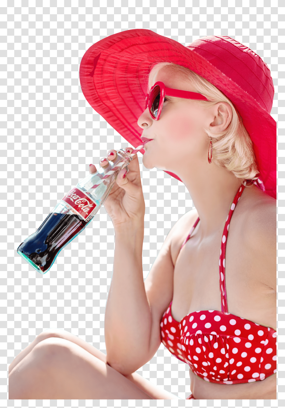 Sexy Woman Drinking Coca Cola Drink Image, Person, Apparel, Sunglasses Transparent Png