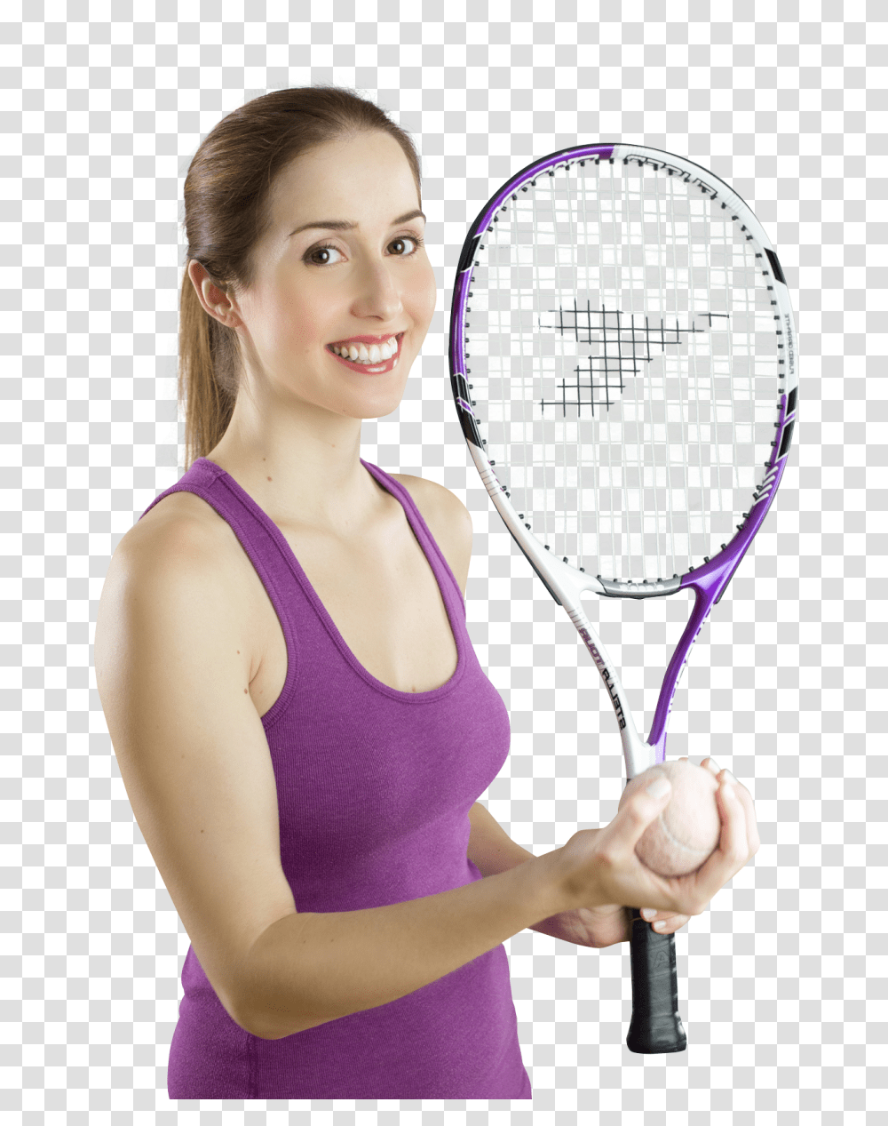 Smiling Woman With A Tennis Racket Image, Person, Human, Female, Portrait Transparent Png
