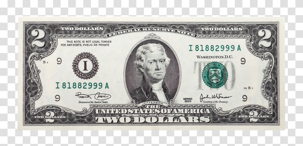 Two Dollar Bill Image, Money, Person, Human, Id Cards Transparent Png