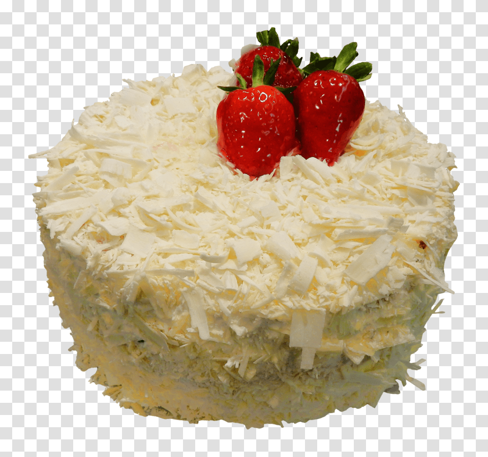 White Cake Image, Food, Strawberry, Fruit, Plant Transparent Png
