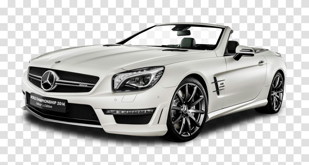 White Mercedes AMG SL63 Car Image, Vehicle, Transportation, Convertible, Sports Car Transparent Png
