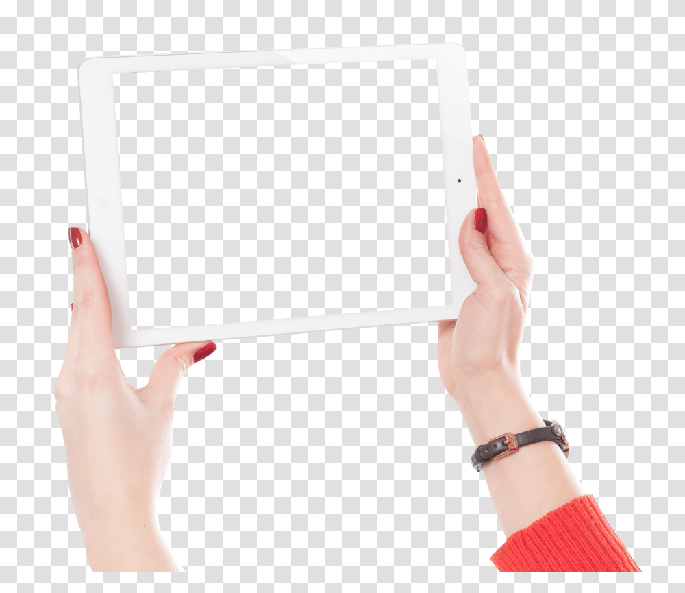Woman Hands Holding IPad Image, Person, Human, White Board, Wrist Transparent Png