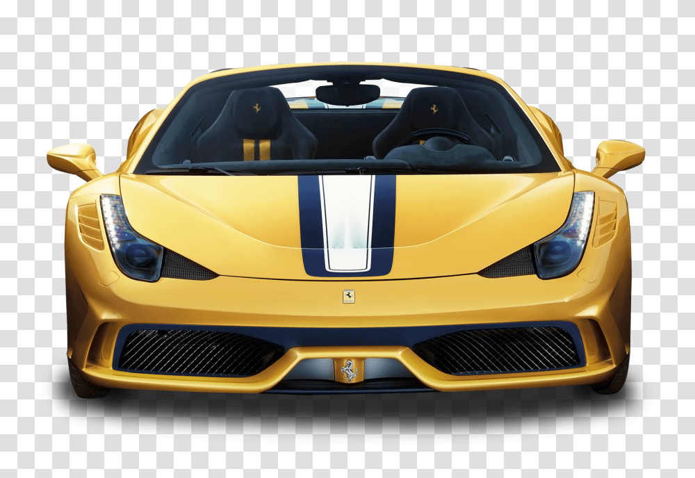 Yellow Ferrari Front View Car Image, Vehicle, Transportation, Convertible, Sports Car Transparent Png