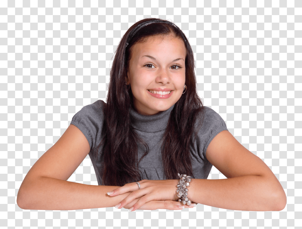 Young Attractive Woman Sitting, Person, Human, Finger, Female Transparent Png