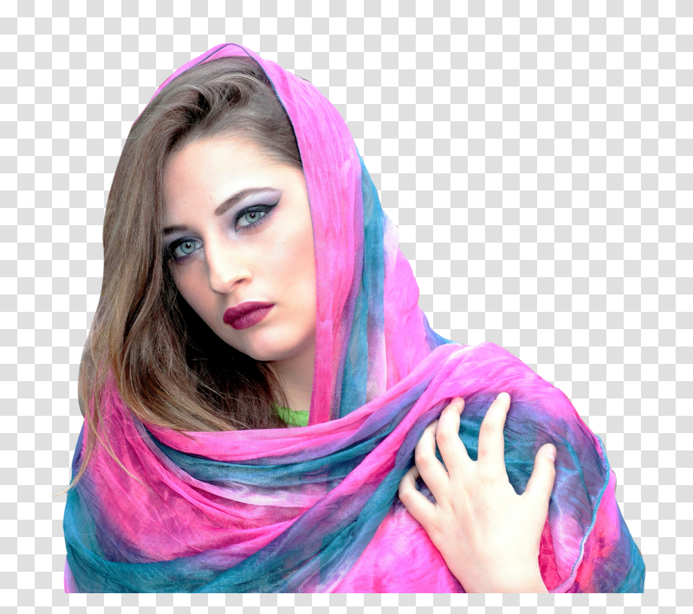 Young Beautiful Muslim Woman Image, Person, Scarf, Dye Transparent Png