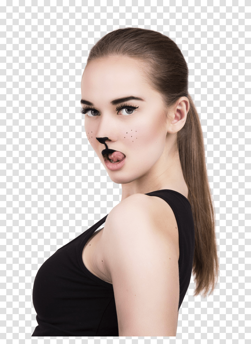 Young Cat Girl Image, Person, Hair, Face Transparent Png