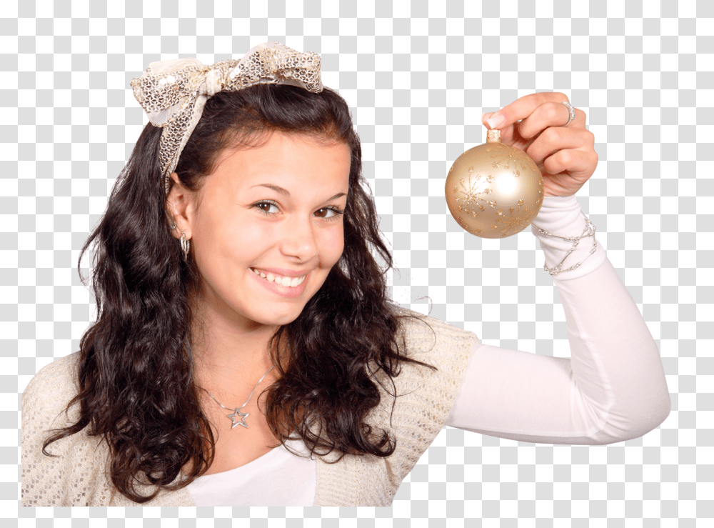 Young Girl Holding Christmas Ball Image, Religion, Person, Human Transparent Png