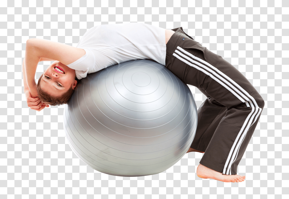 Young Happy Woman Doing Exercises With Fitness Ball Image, Person, Sphere, Working Out, Sport Transparent Png