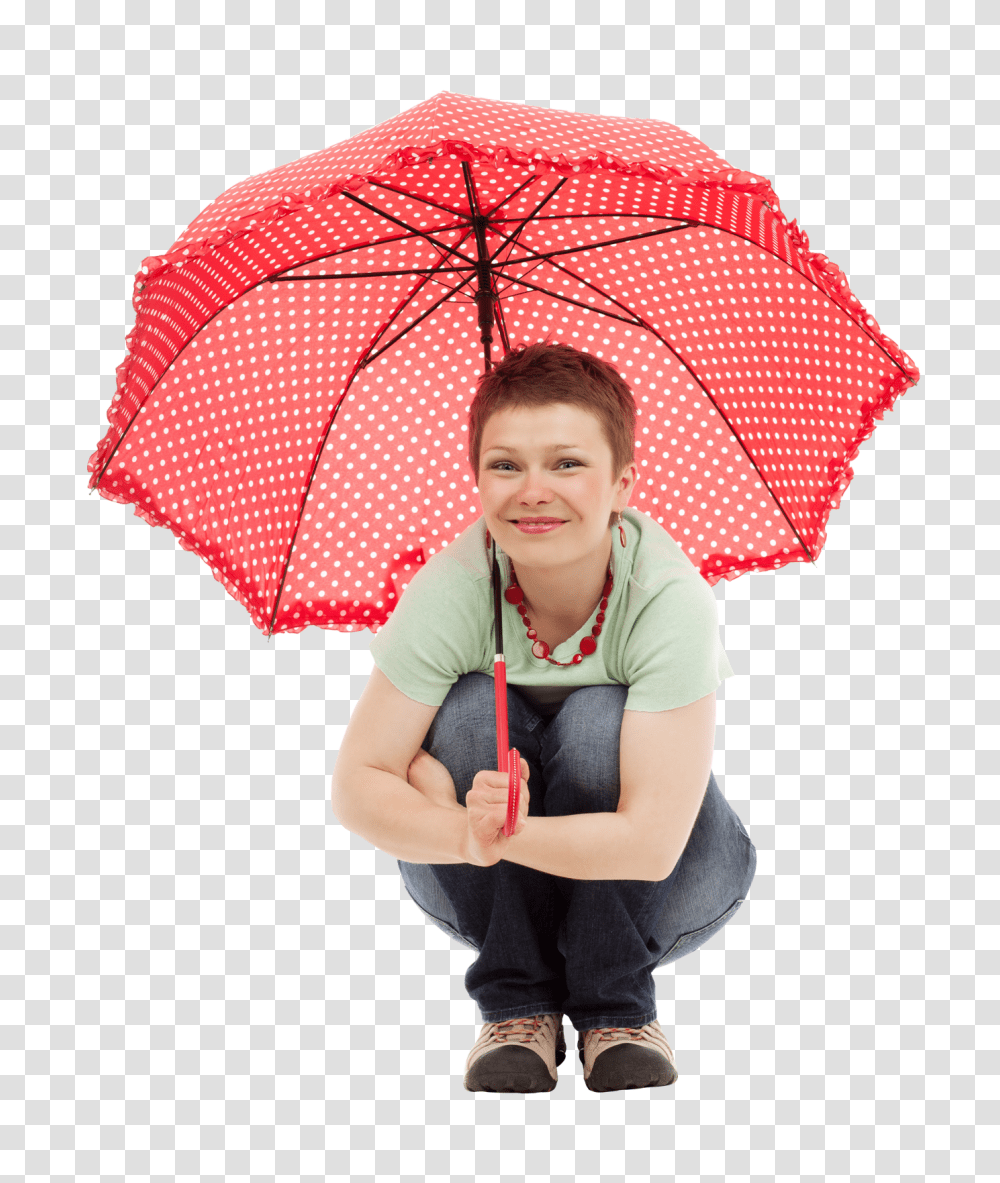 Young Happy Woman Sitting With Umbrella Image, Person, Human, Canopy Transparent Png