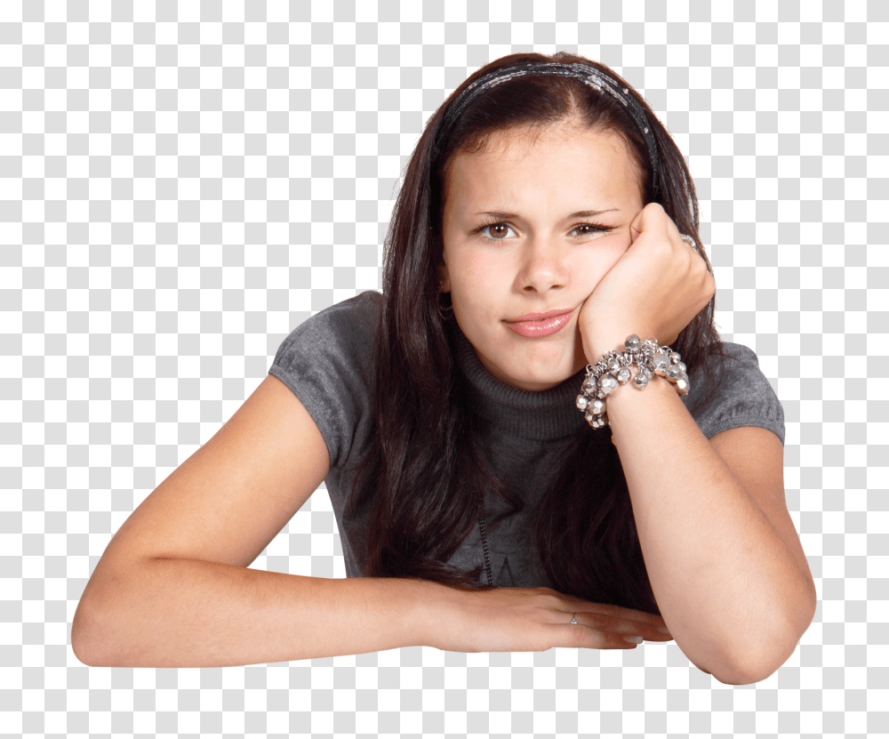 Young Woman Looking Bored And Thinking Image, Person, Female, Face, Finger Transparent Png