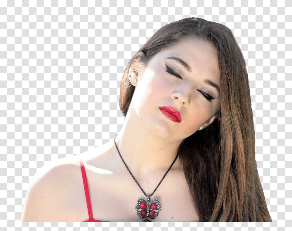 Young Woman With Eyes Closed Image, Person, Necklace, Jewelry, Accessories Transparent Png