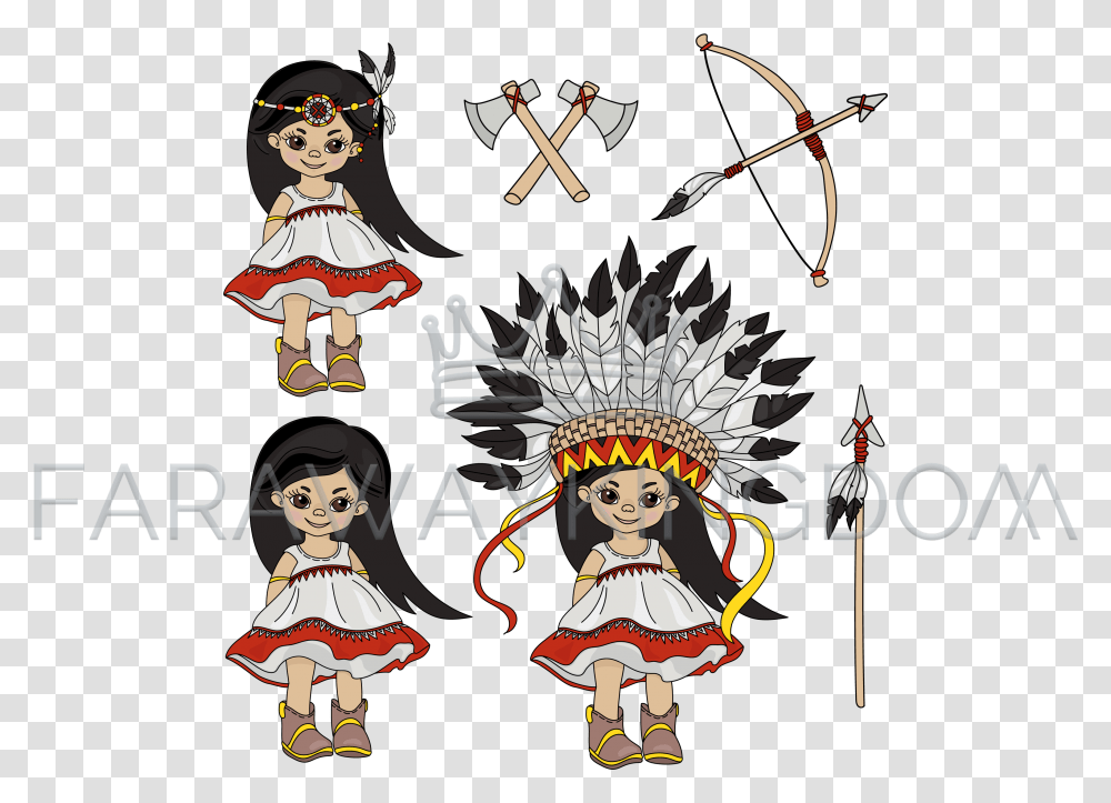 Pocahontas Holiday Indian Princess Vector Illustration Set Stock Illustration, Costume, Person, Leisure Activities, Symbol Transparent Png