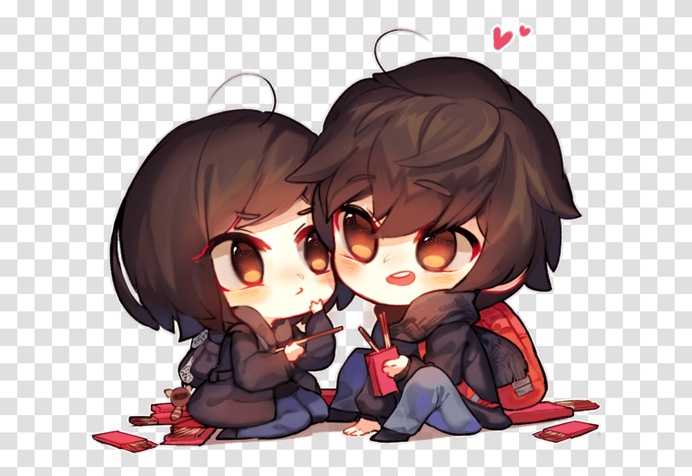 Pocky Day By Magancito Cute Anime Couple Chibi, Comics, Book, Person, Human Transparent Png