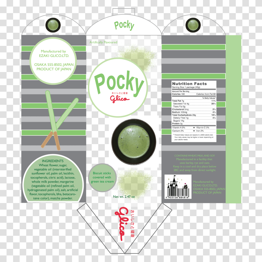 Pocky Package Green Tea Draft Flyer, Advertisement, Poster, Paper, Label Transparent Png