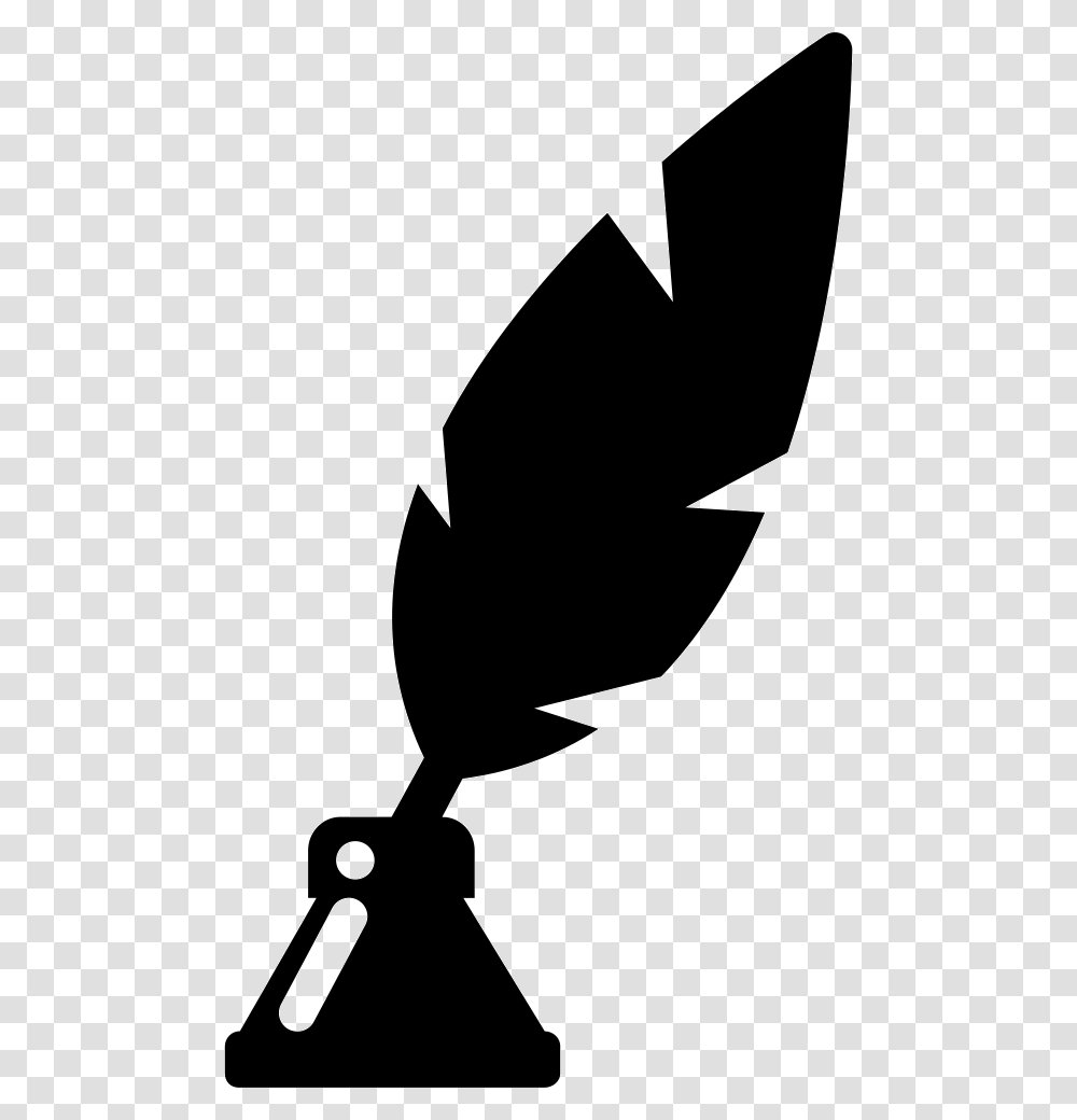 Poetry Symbol Of A Feather In Ink Container Poetry Icon, Silhouette, Stencil, Shovel, Tool Transparent Png