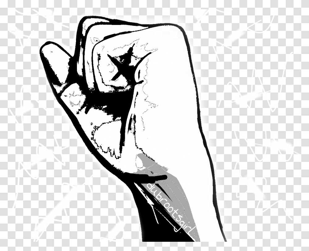 Poing Force Rebellion Main Hand Blackandwhite Dubrootsg, Stencil, Book, Drawing Transparent Png
