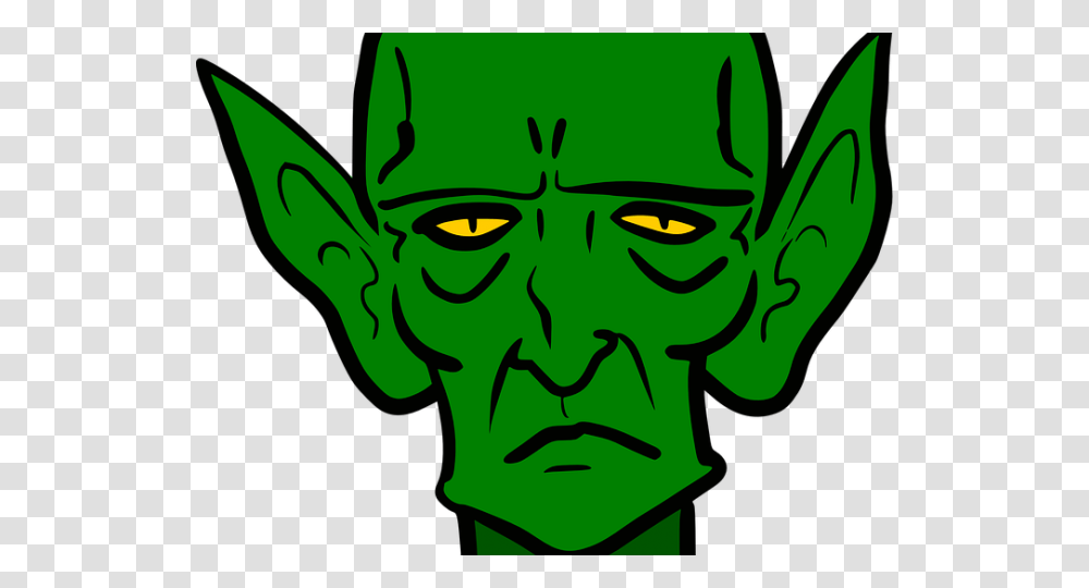 Pointed Ears Clipart Elvin, Green, Head, Face, Alien Transparent Png