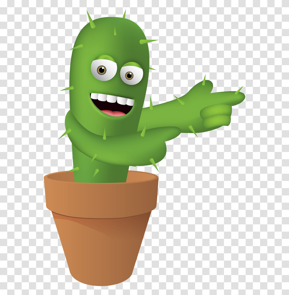 Pointing Aside Cactus Cartoon, Toy, Green, Plant, Elf Transparent Png