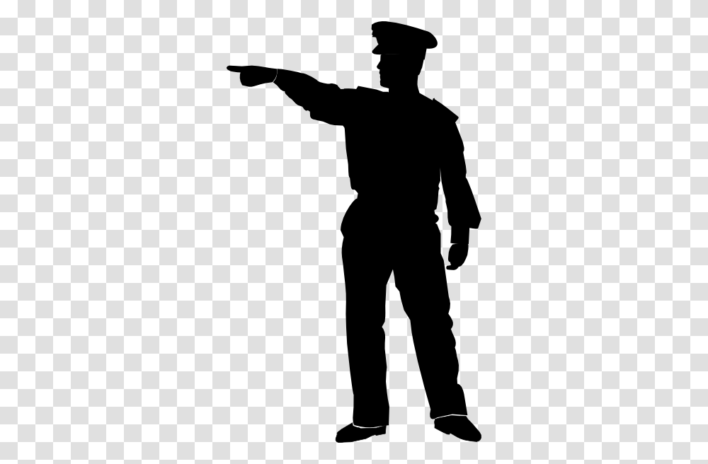 Pointing Policeman Clip Art, Silhouette, Person, Human, Pants Transparent Png