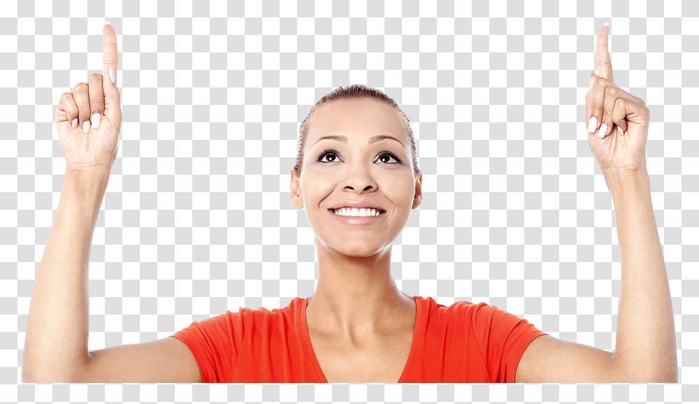 Pointing Top Image For Free Download Woman Thumb Up, Person, Face, Clothing, Female Transparent Png