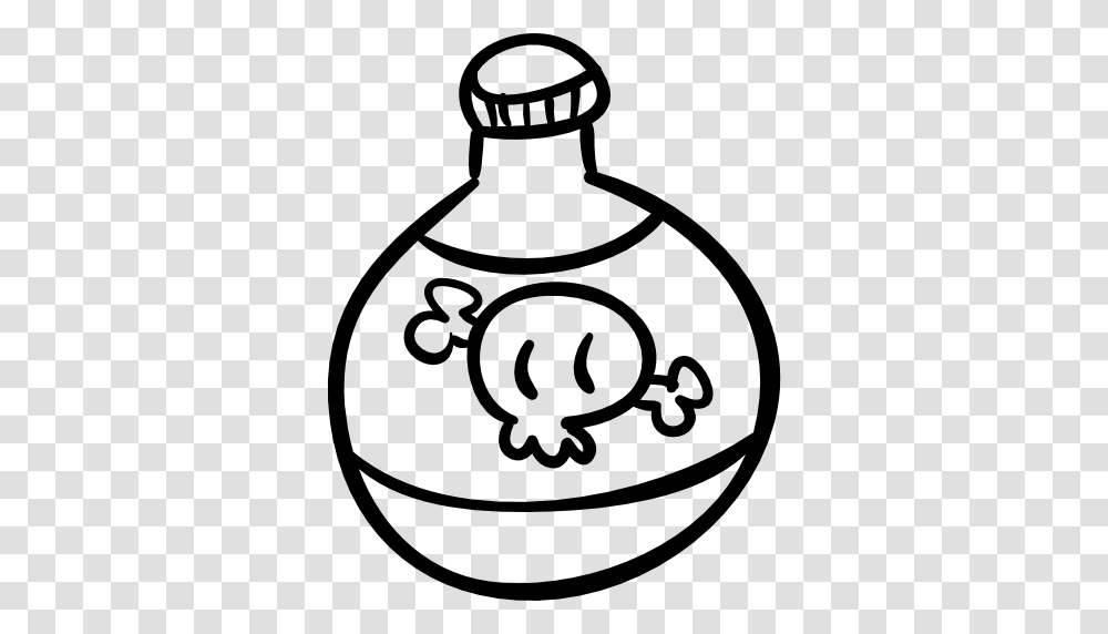 Poison Skull Halloween Outlined Potion Outline Bottle, Gray, World Of Warcraft Transparent Png