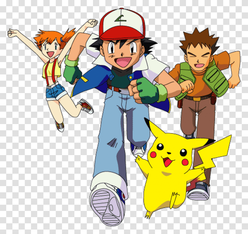 Pokemon Ash Download Ash Pikachu Misty Brock, Performer, Person, Helmet Transparent Png