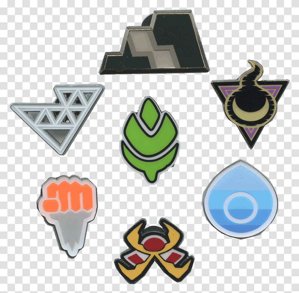 Pokemon Champions Path Gym 7 Badge Collector Pin Set Geometric, Arrowhead, Plectrum, Art, Symbol Transparent Png