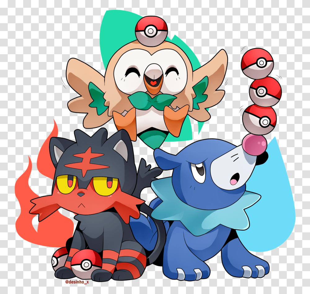 Pokemon Clipart Happy Popplio Litten And Rowlet, Performer, Poster, Advertisement Transparent Png