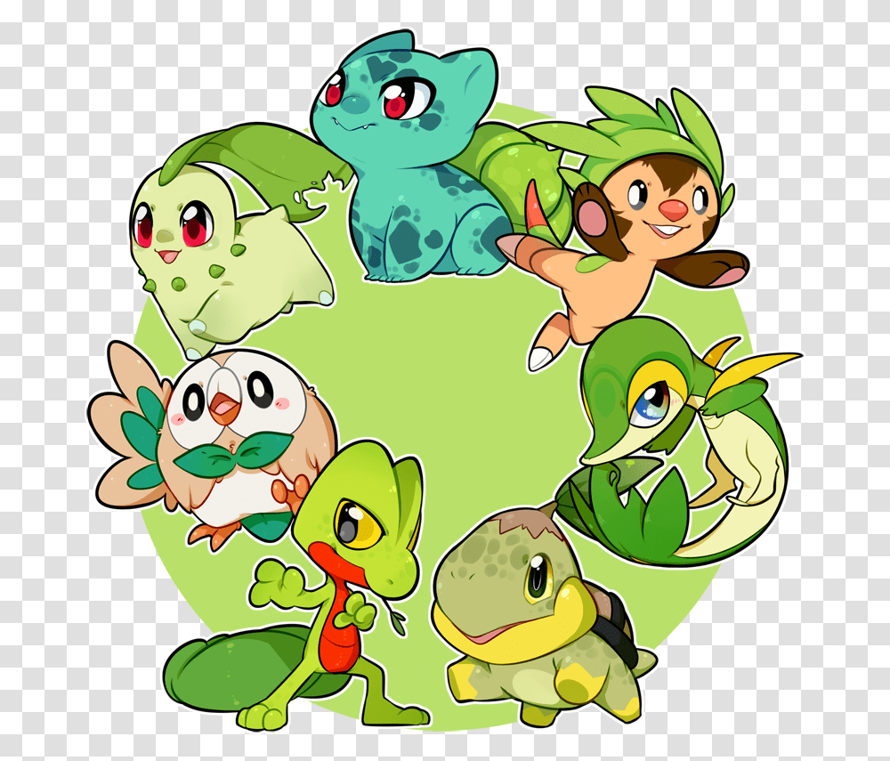 Pokemon Cute Grass Starters, Green, Angry Birds Transparent Png