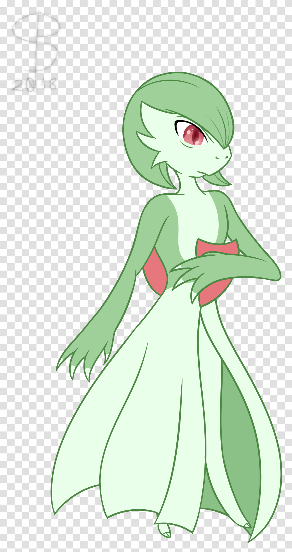 Pokemon Doodles Gardevoir Illustration, Dress, Female, Green Transparent Png