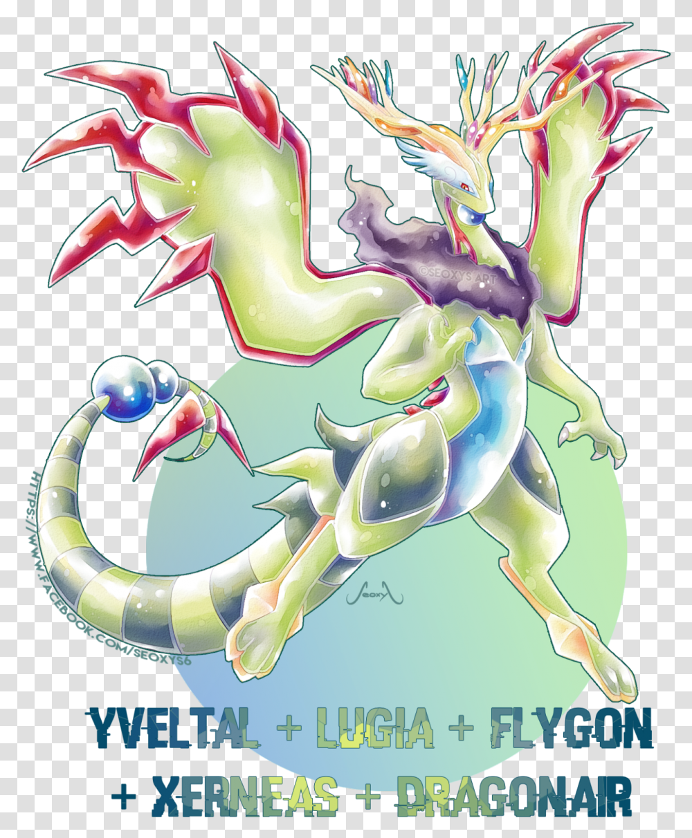 Pokemon Fusion Xerneas And Yveltal Fusion Zygarde Yveltal Xerneas, Graphics, Art, Animal, Dragon Transparent Png