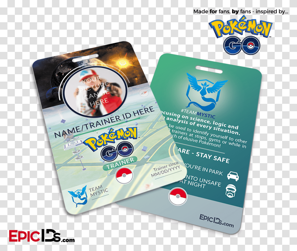 Pokemon Go Inspired Team Mystic Valor Or Instinct Pokemon Tcg Player Id Card, Flyer, Poster, Paper, Advertisement Transparent Png