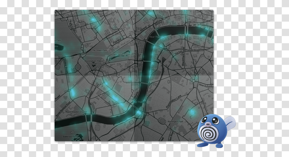 Pokemon Go Map Showing Sightings Of Poliwag In Londond Insect, Electronics, Plan, Plot, Diagram Transparent Png
