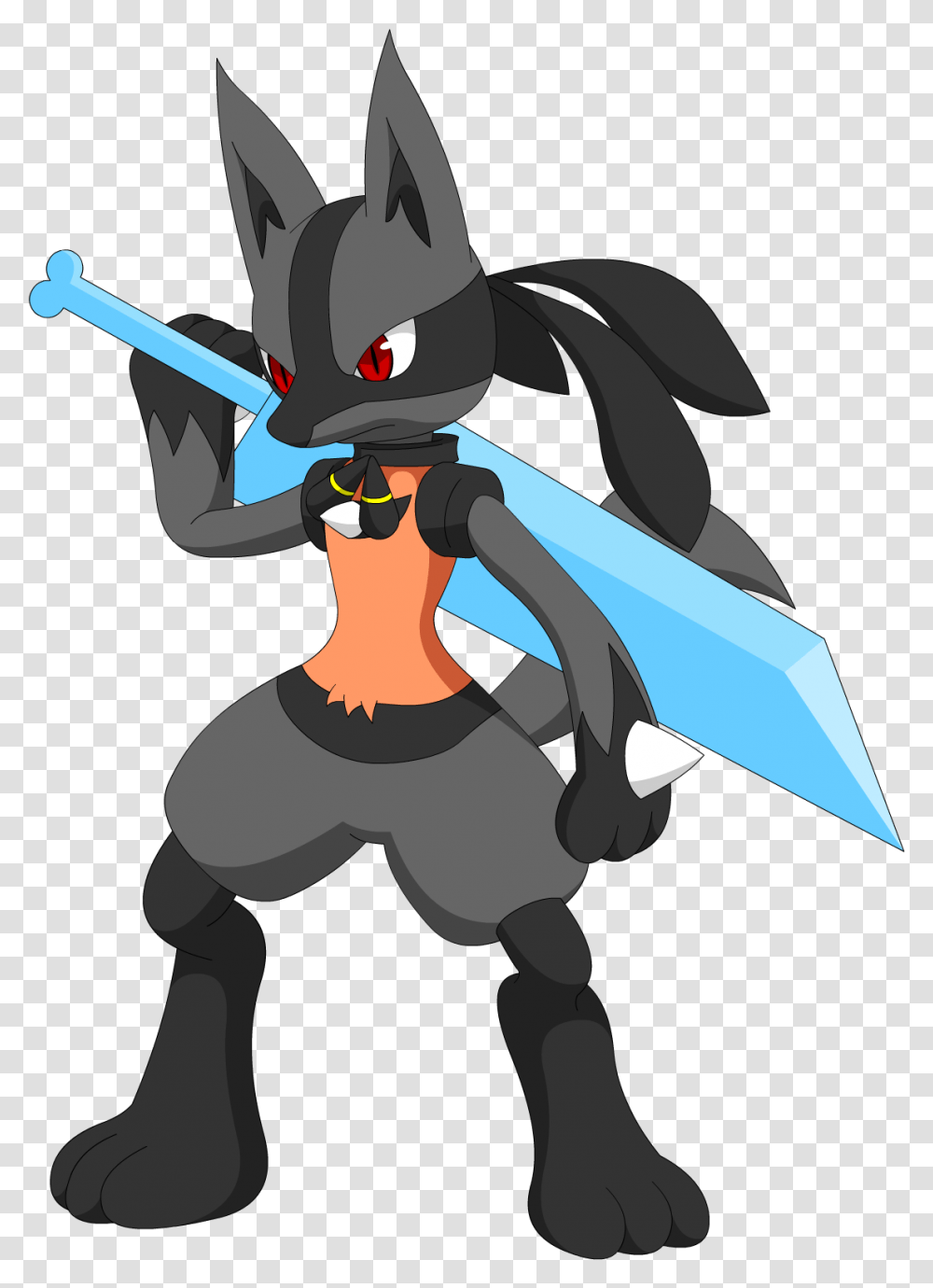 Pokemon Lucario With Buster Sword 1117x1569 Imgenes De Lucario Blak, Art, Graphics, Ninja, Toy Transparent Png