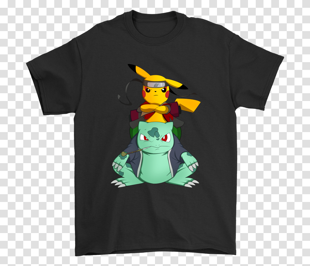 Pokemon Pikachu And Bulbasaur Mashup Naruto Jiraiya Slipknot Disney Shirt, Apparel, T-Shirt, Person Transparent Png