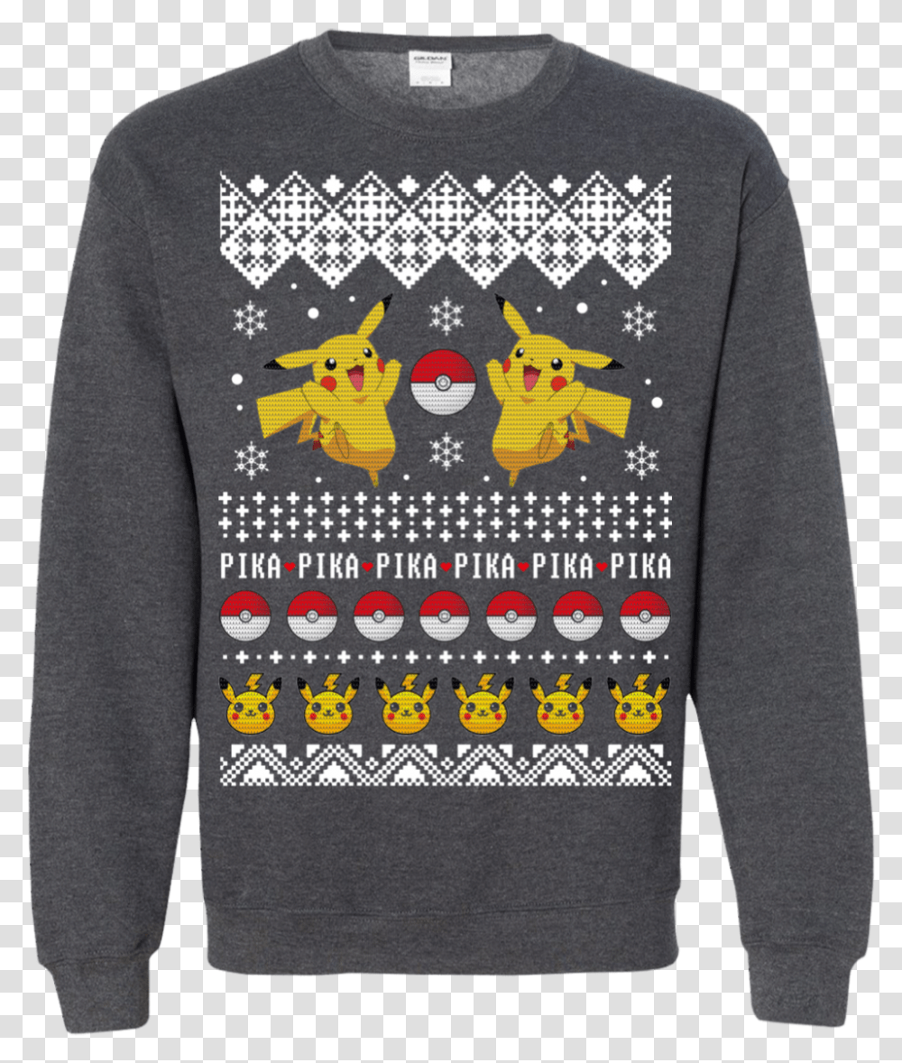 Pokemon Pikachu In Christmas Sweater, Clothing, Apparel, Sweatshirt, Long Sleeve Transparent Png