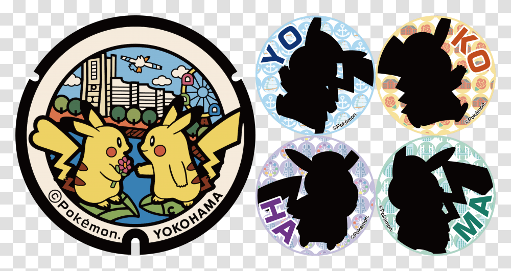Pokemon Pokmon Manhole Covers Lids Japan Iwate Yokohama Pokemon Manhole Covers, Symbol, Logo, Trademark, Art Transparent Png