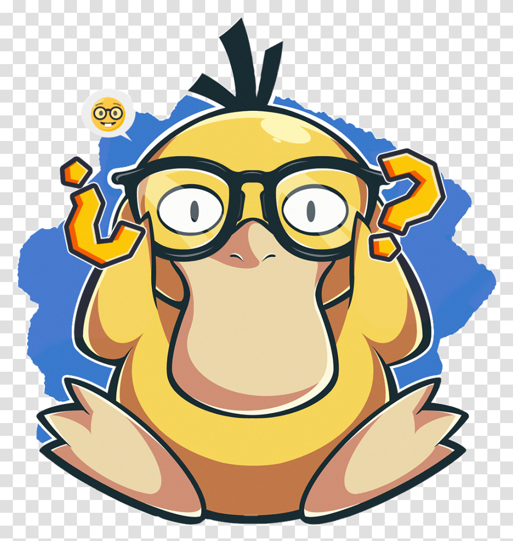 Pokemon Psyduck Glasses Freetoedit Psyduck With Glasses, Label, Text, Graphics, Art Transparent Png