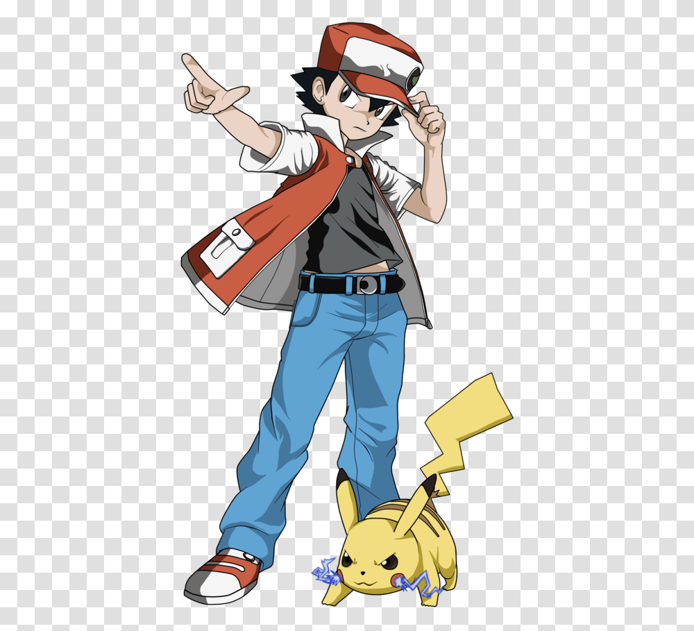 Pokemon Red And Pikachu Art, Person, Human, Helmet, Clothing Transparent Png