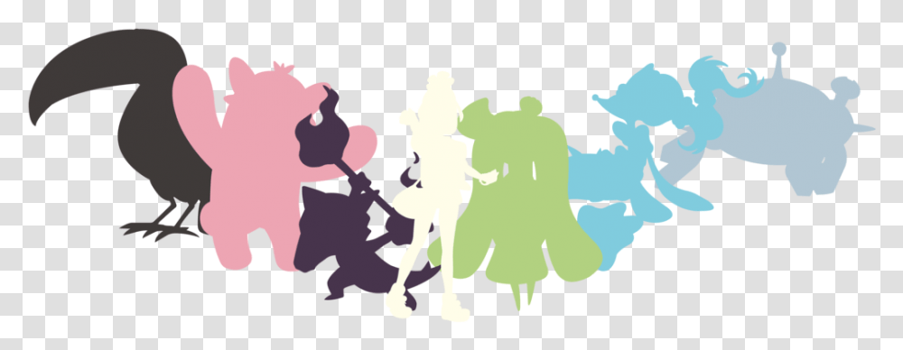 Pokemon Sun Team By Squiggle E Illustration, Crowd, Hand, Silhouette Transparent Png