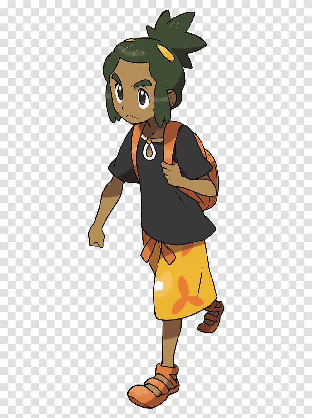 Pokemon Sun & Moon Characters Pokeshopper Hau Sun And Moon, Clothing, Person, Sleeve, Accessories Transparent Png
