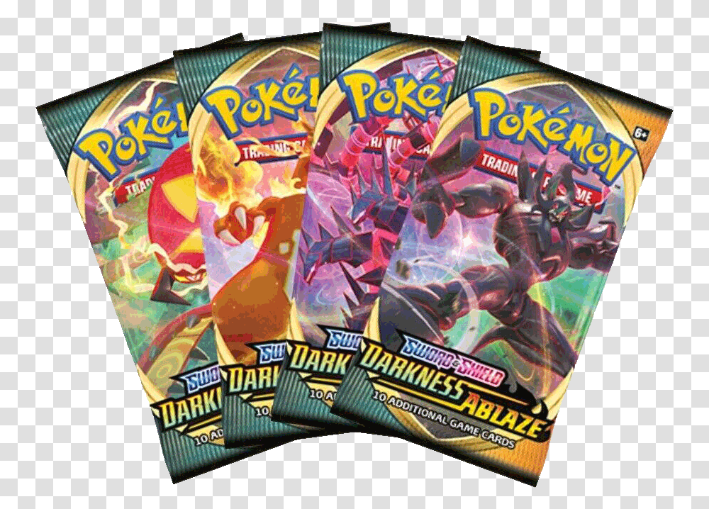 Pokemon Sword And Shield Darkness Ablaze Lot 4 Booster Packs Pokemon Darkness Ablaze Packs, Food, Outdoors, Nature, Paper Transparent Png
