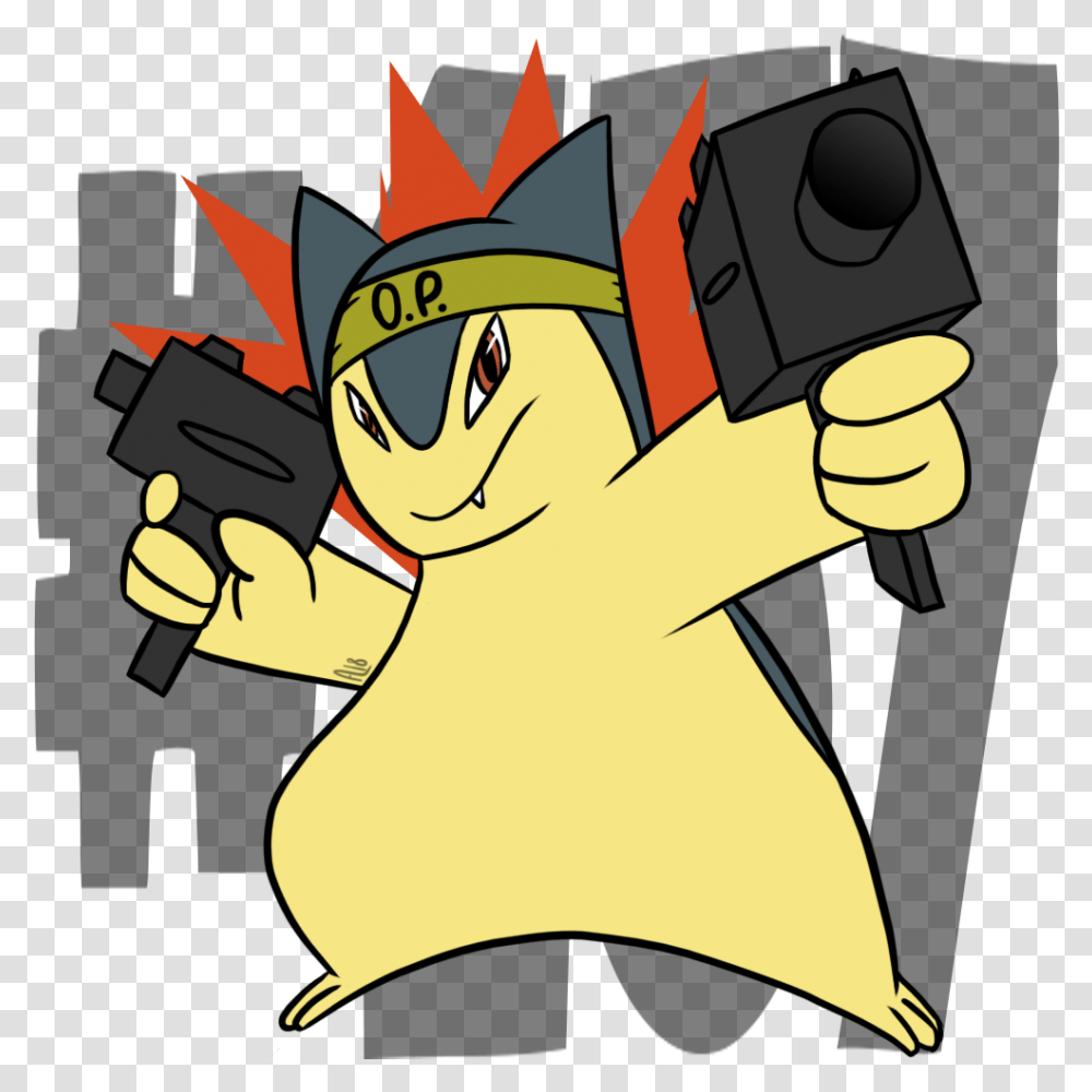 Pokemon Typhlosion With Gun, Hand, Weapon, Weaponry, Bomb Transparent Png