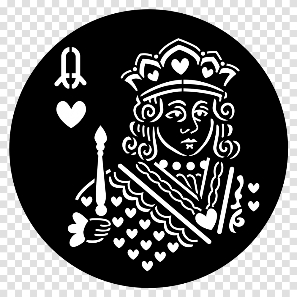 Poker Face Queen Of Heart, Stencil, Drawing, Crowd, Doodle Transparent Png